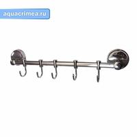 Вешалка с пятью  крючками прямая с универсальным крепежом ( самоклейка  или дюбель-шуруп)